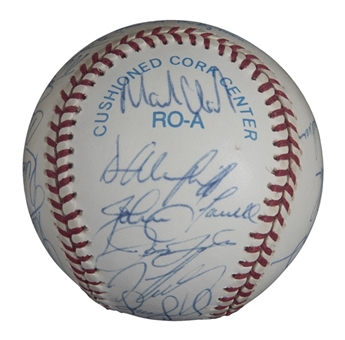 1995 American League Champion Cleveland Indians Team Signed OAL Budig Baseball With 22 Signatures Including Winfield & Ramirez (JSA)